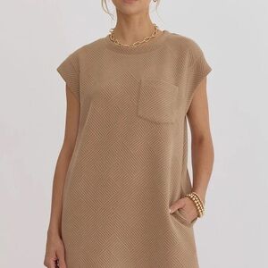 Entro Tan Textured Midi Dress